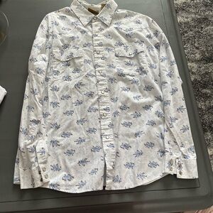 BKE White and Blue Floral Men's Shirt